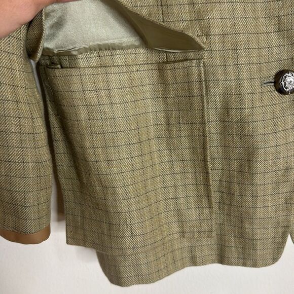 Vtg Lauren Ralph Lauren linen houndstooth Glen Plaid Blazer size 10 equestrian - Picture 10 of 13